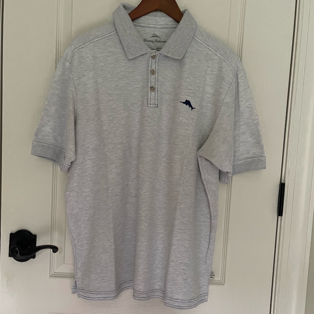 Tommy Bahama, Men’s Emfielder Polo Shirt, Size Large, Heather Gray
